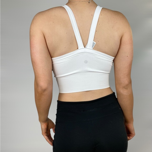 NOT FOR SALE ATHLETA Ribbed High Neck Racerback Square Neck Crop Tank Top Sports - Picture 4 of 8